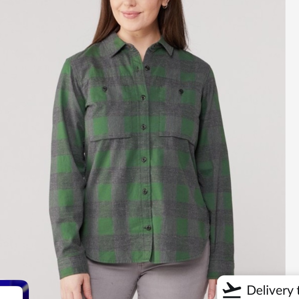 REI women’s organic cotton Wallace lake long sleeve flannel button down
